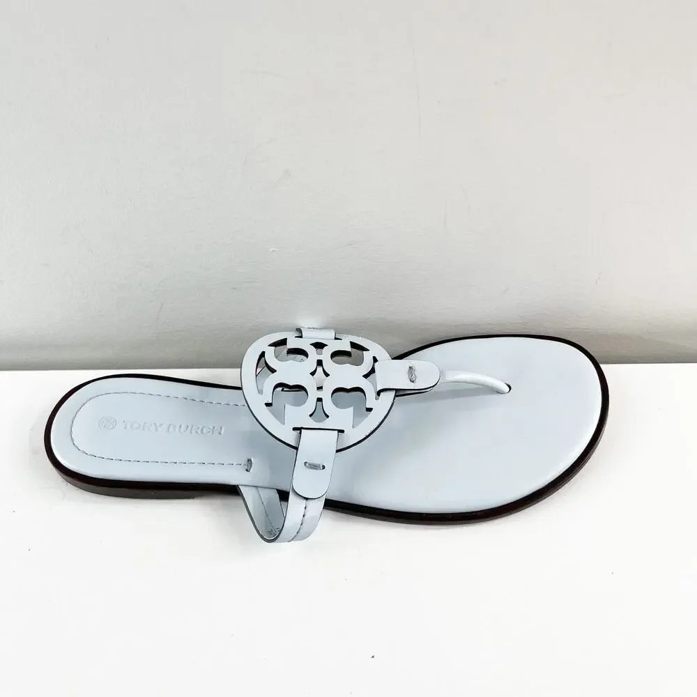 Tory Burch Miller Welt Thong Leather Sandals Pastel Blue 8.5 - Picture 2 of 8